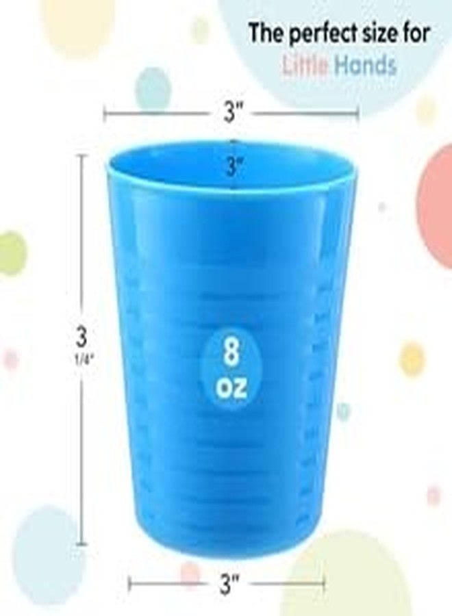 PLASKIDY Kids Cups Set of 6 Toddler Plastic Cups 8 Oz - Children's Drinking Tumbler Cups - Reusable Kids Plastic Cups BPA FREE/Dishwasher Safe - Image 2